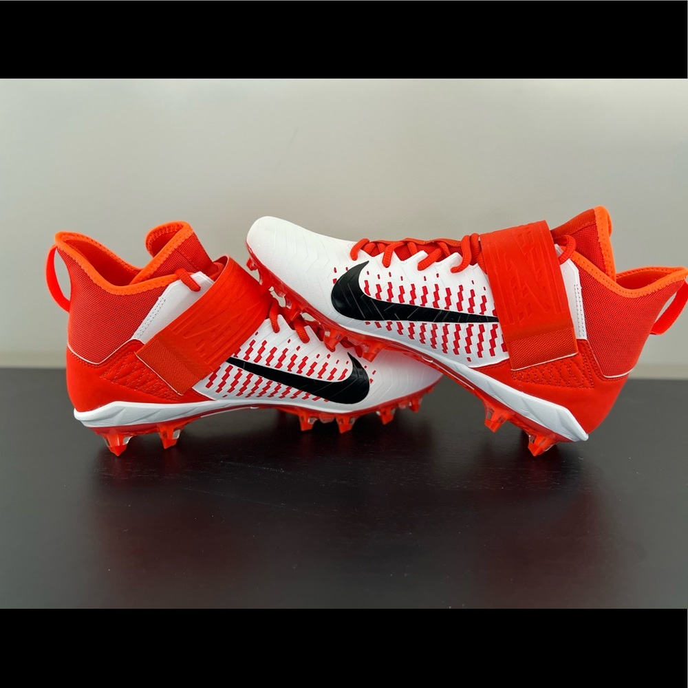 Size 11.5 Nike Alpha Menace Pro 2 Mid Football Cleats AQ3209-107 White/Orange - Picture 2 of 8
